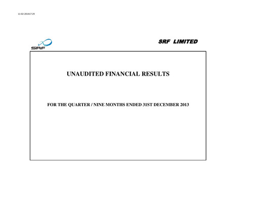 Thumbnail SRF Limited Quarterly Report 2013-q3