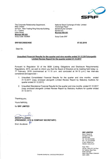 Thumbnail SRF Limited Quarterly Report 2017-q3