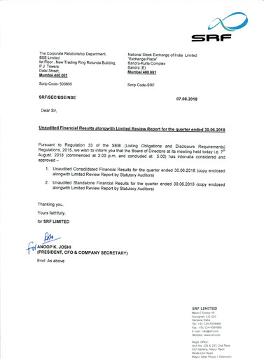Thumbnail SRF Limited Quarterly Report 2018-q1