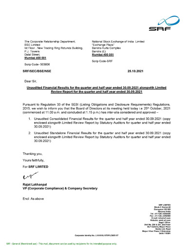 Thumbnail SRF Limited Quarterly Report 2021-q2