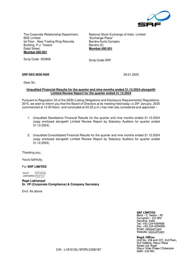 Thumbnail SRF Limited Quarterly Report 2024-q3