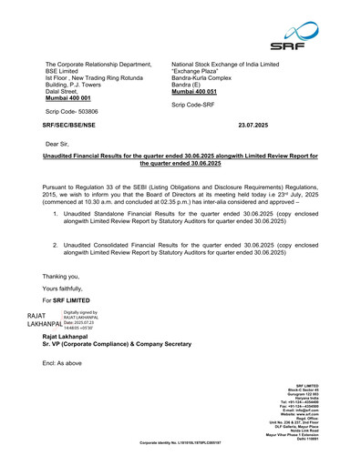 Thumbnail SRF Limited Quarterly Report 2025-q1