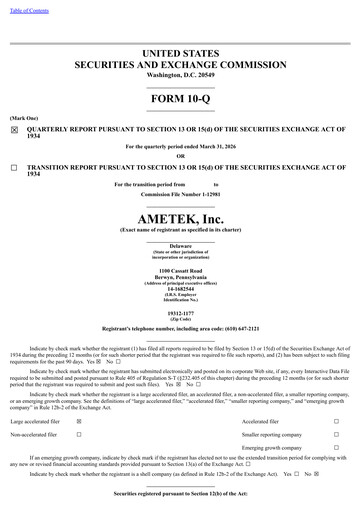Thumbnail Ametek Quarterly Report 2026-q1