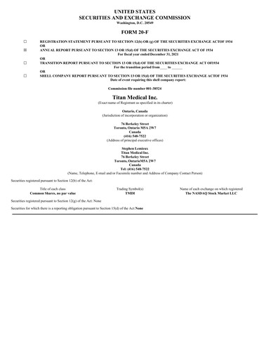 Vorschaubild Titan Medical Jahresbericht 2021