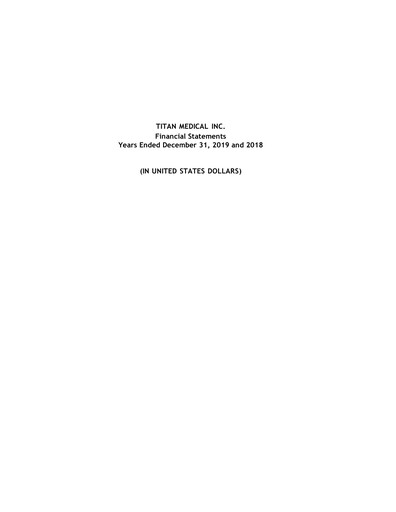 Miniature Titan Medical Bilan financier 2019