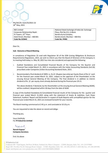 Thumbnail PI Industries Financial Statement 2021