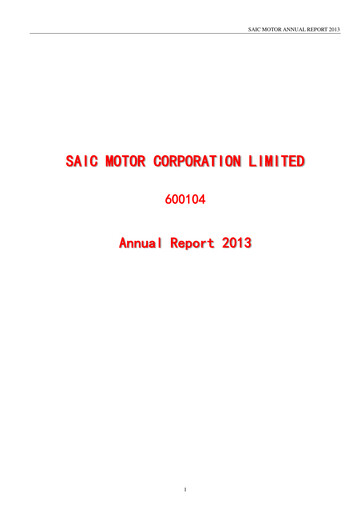 Thumbnail SAIC Motor
 Annual Report 2013