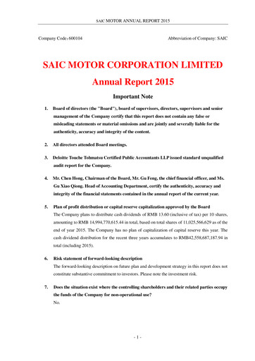Thumbnail SAIC Motor
 Annual Report 2015