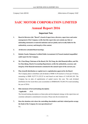 Thumbnail SAIC Motor
 Annual Report 2016