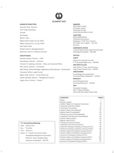 Thumbnail Gujarat Gas
 Annual Report 2010