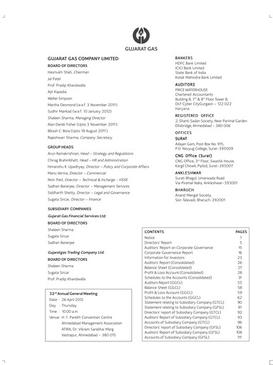 Thumbnail Gujarat Gas
 Annual Report 2011