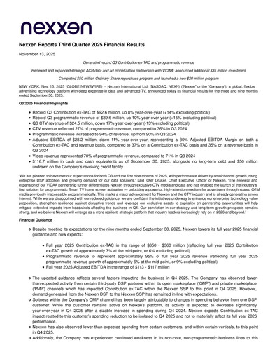 Thumbnail Nexxen Financial Report 2025-q3