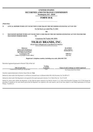 Miniature Tilray Brands
 Rapport annuel 2024