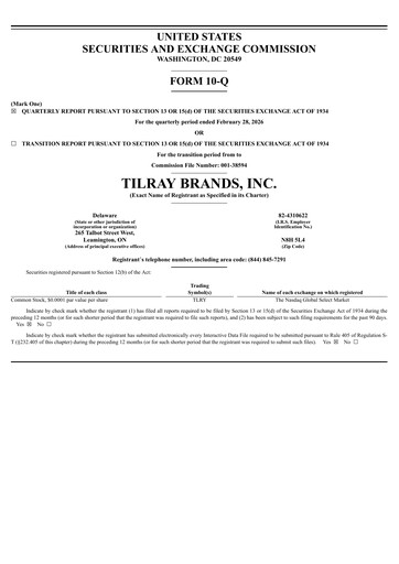 Miniature Tilray Brands
 Rapport trimestriel 2026-q3