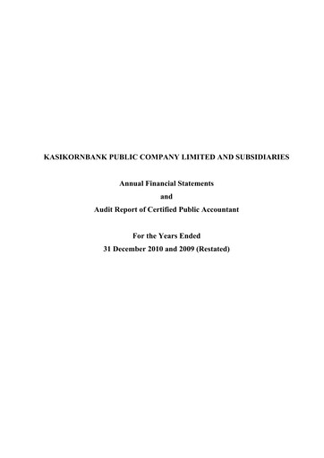 Thumbnail Kasikornbank Financial Statement 2010