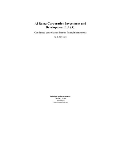 Thumbnail Al Ramz Corporation Investment and Development Half-year Report 2021-h1