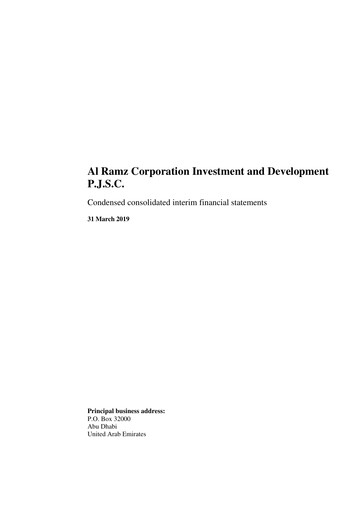 Thumbnail Al Ramz Corporation Investment and Development Quarterly Report 2019-q1