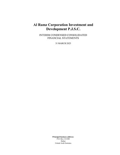 Thumbnail Al Ramz Corporation Investment and Development Quarterly Report 2025-q1