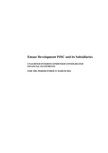 Thumbnail Emaar Development Quarterly Report 2024-q1