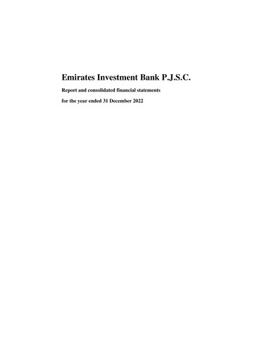 Miniature Emirates Investment Bank Rapport annuel 2022