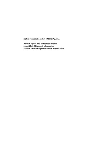 Miniature Dubai Financial Market (DFM) Bilan financier 2025-h1