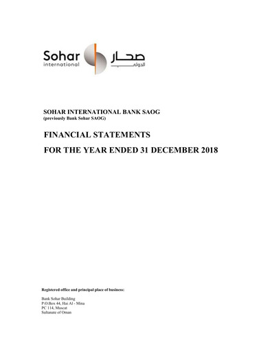 Thumbnail Sohar International Bank Financial Statement 2018