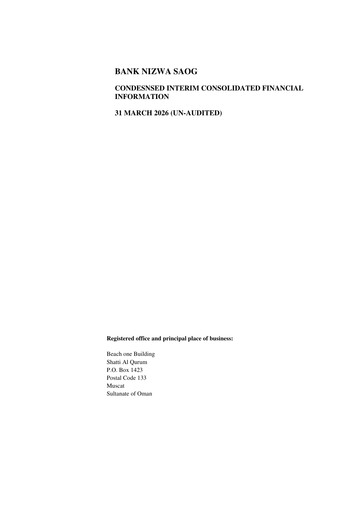 Thumbnail Bank Nizwa Quarterly Report 2026-q1