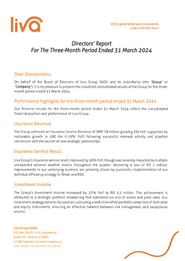 Miniature Liva Group Rapport trimestriel 2024-q1