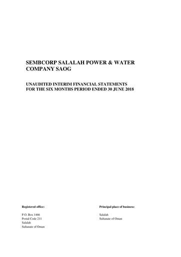 Thumbnail Sembcorp Salalah Power & Water Company Financial Statement 2018-h1