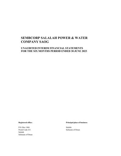 Thumbnail Sembcorp Salalah Power & Water Company Financial Statement 2023-h1