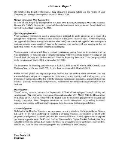 Vorschaubild National Finance Quartalsbericht 2018-q1