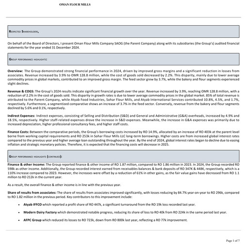 Thumbnail Oman Flour Mills Financial Statement 2024