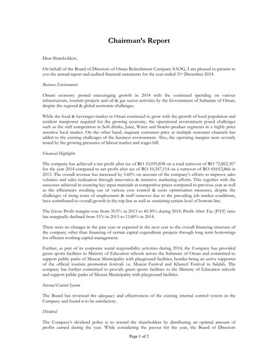 Vorschaubild Oman Refreshment Company (Pepsi Oman) Jahresbericht 2014