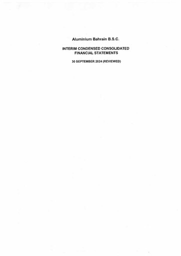 Thumbnail Aluminium Bahrain (Alba) Quarterly Report 2024-q3