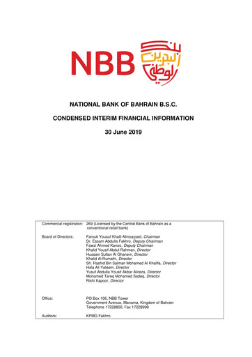 Thumbnail National Bank of Bahrain Financial Report 2019-h1