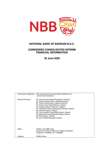 Thumbnail National Bank of Bahrain Financial Report 2020-h1