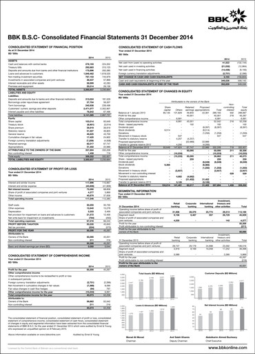 Thumbnail Bank of Bahrain and Kuwait Financial Statement 2014