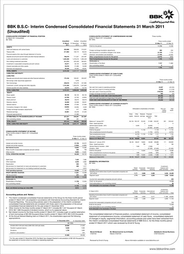Thumbnail Bank of Bahrain and Kuwait Quarterly Report 2011-q1