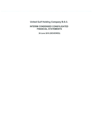 Vorschaubild United Gulf Holding Company Finanzmitteilung 2019-h1