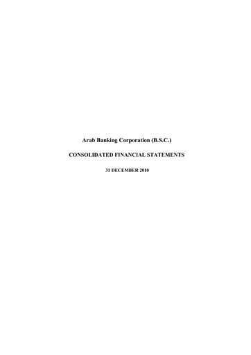 Thumbnail Bank ABC (Arab Banking Corporation) Financial Statement 2010