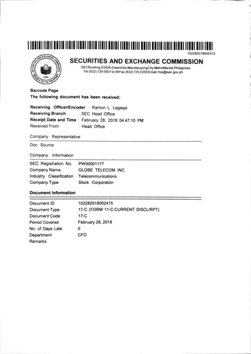 Thumbnail Globe Telecom, Inc. Financial Statement 2017