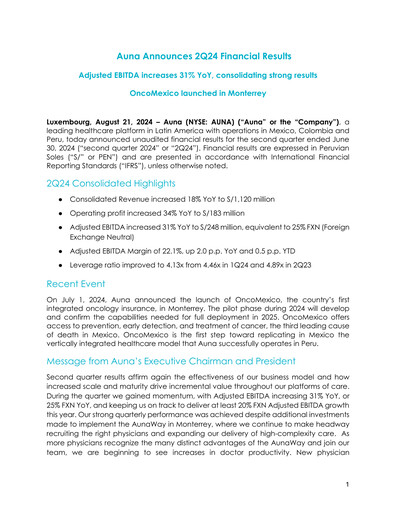 Thumbnail Auna SA Quarterly Report 2024-q2