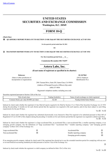 Miniature Astera Labs Rapport trimestriel 2024-q2