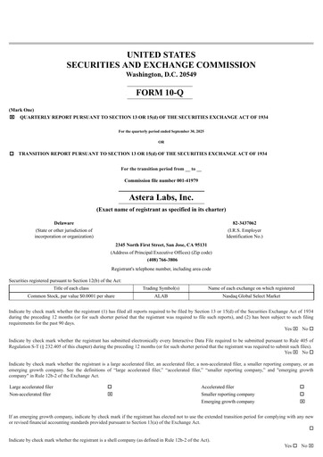 Miniature Astera Labs Rapport trimestriel 2025-q3