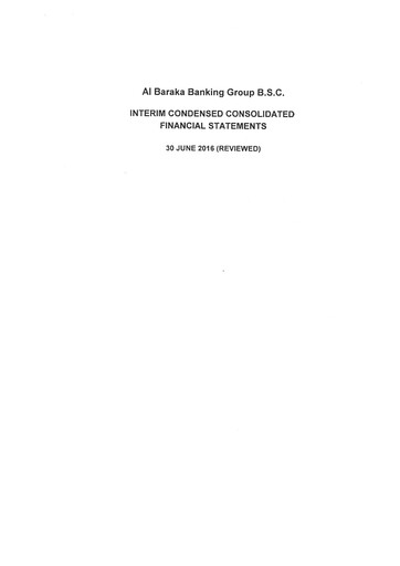 Thumbnail Al Baraka Group Financial Statement 2016-h1