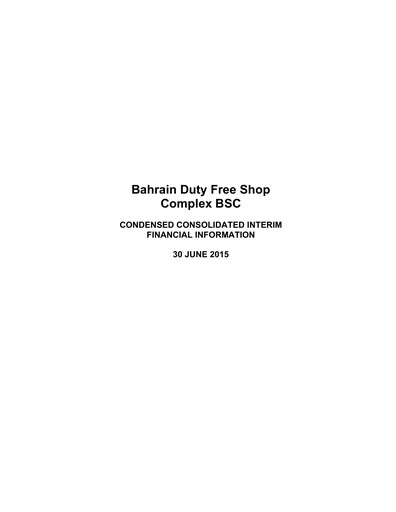 Thumbnail Bahrain Duty Free Shop Complex Financial Statement 2015-h1