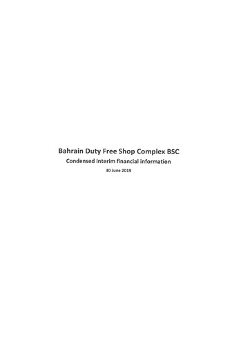 Thumbnail Bahrain Duty Free Shop Complex Financial Statement 2019-h1