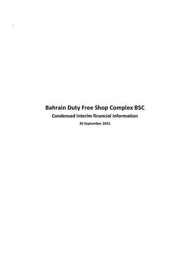 Thumbnail Bahrain Duty Free Shop Complex Financial Statement 2021-9m