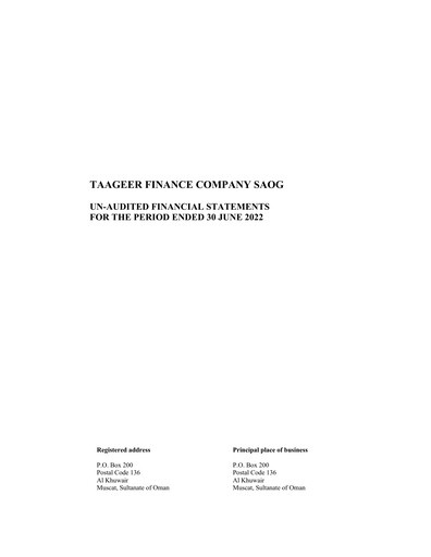 Thumbnail Taageer Finance Financial Statement 2022-h1