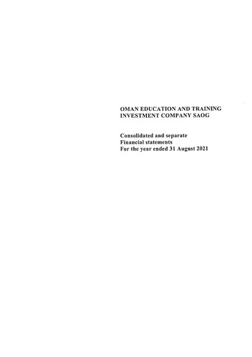 Thumbnail Oman Education and Training Investments (OETI) Financial Statement 2021